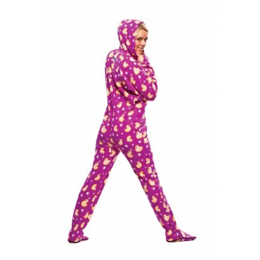Purple Ducks Footed Pajamas - Adult onesie