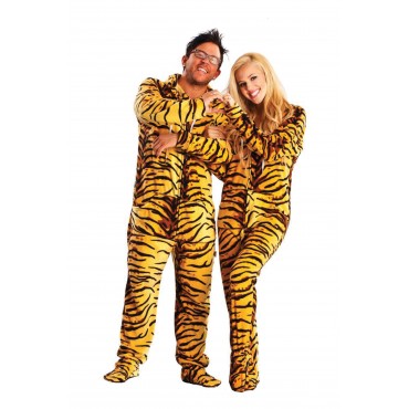 Tiger Skin Adult Footed onesie Pajamas