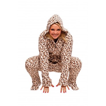 Moca Cheetah Adult Footed onesie Pajamas