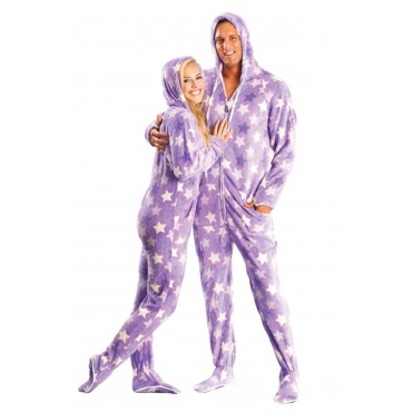 Purple Haze Hooded Adult Footed Pajamas