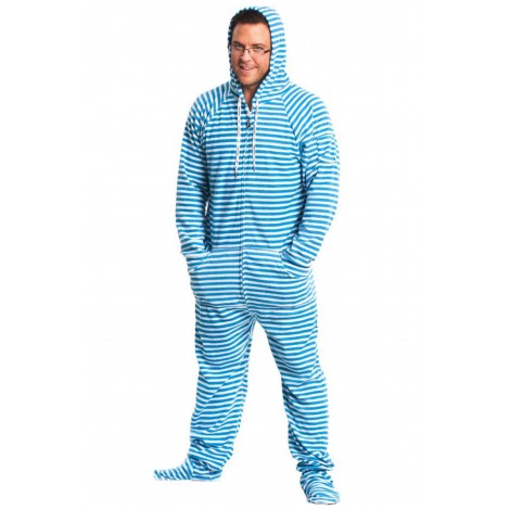 'Blue Striped Adult Footed Pajama onesie  **SUPER SALE ITEM **