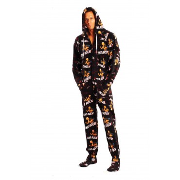 'WWE The Rock Adult Footed Pajamas -- SUPER SALE ITEM