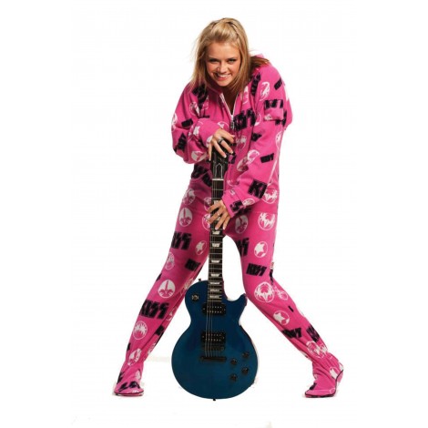 KISS Strutter Pink Hooded Adult Pajamas