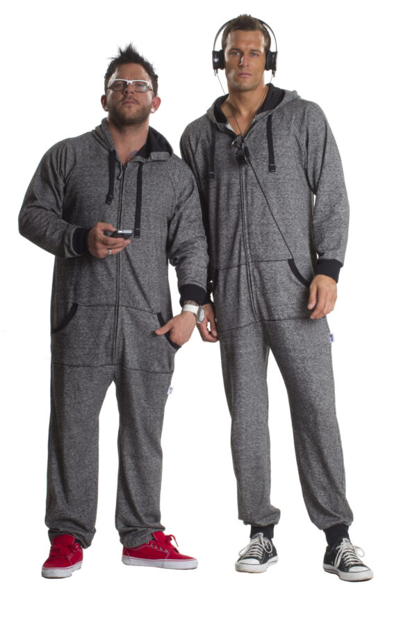 Black Oatmeal Footless One-Piece Pajama Onesie - Image 2