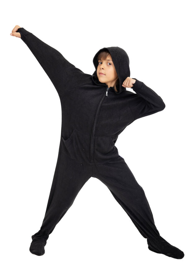 Solid Black Footed Pajamas for Kids