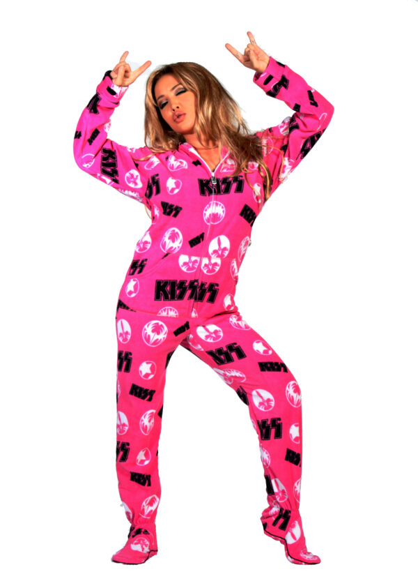 KISS Strutter Pink Hooded Adult Pajama